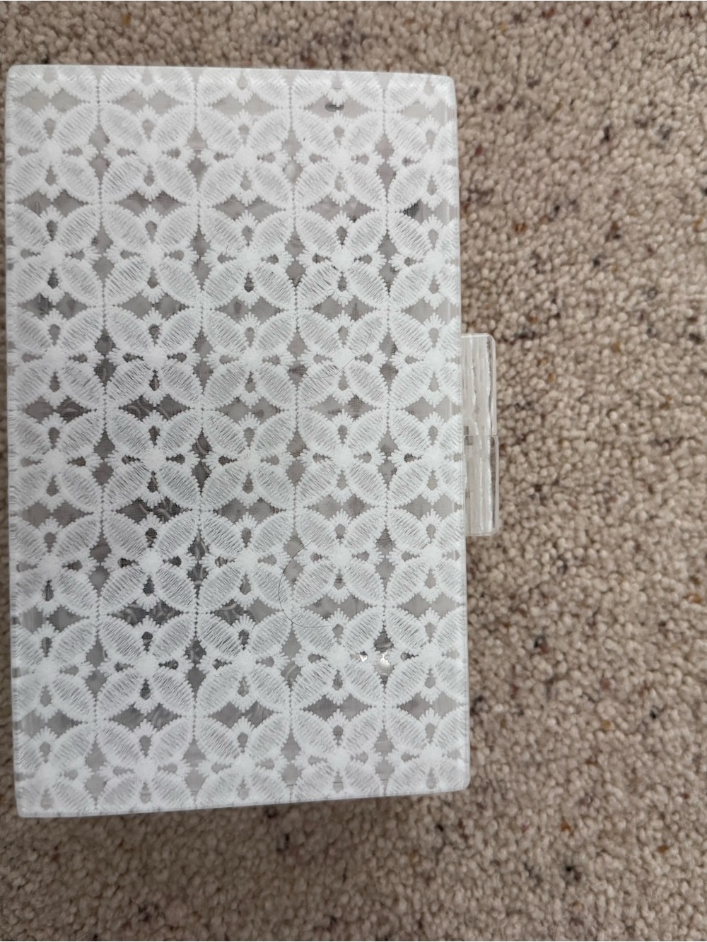 White Lace Pattern Acrylic Clutch